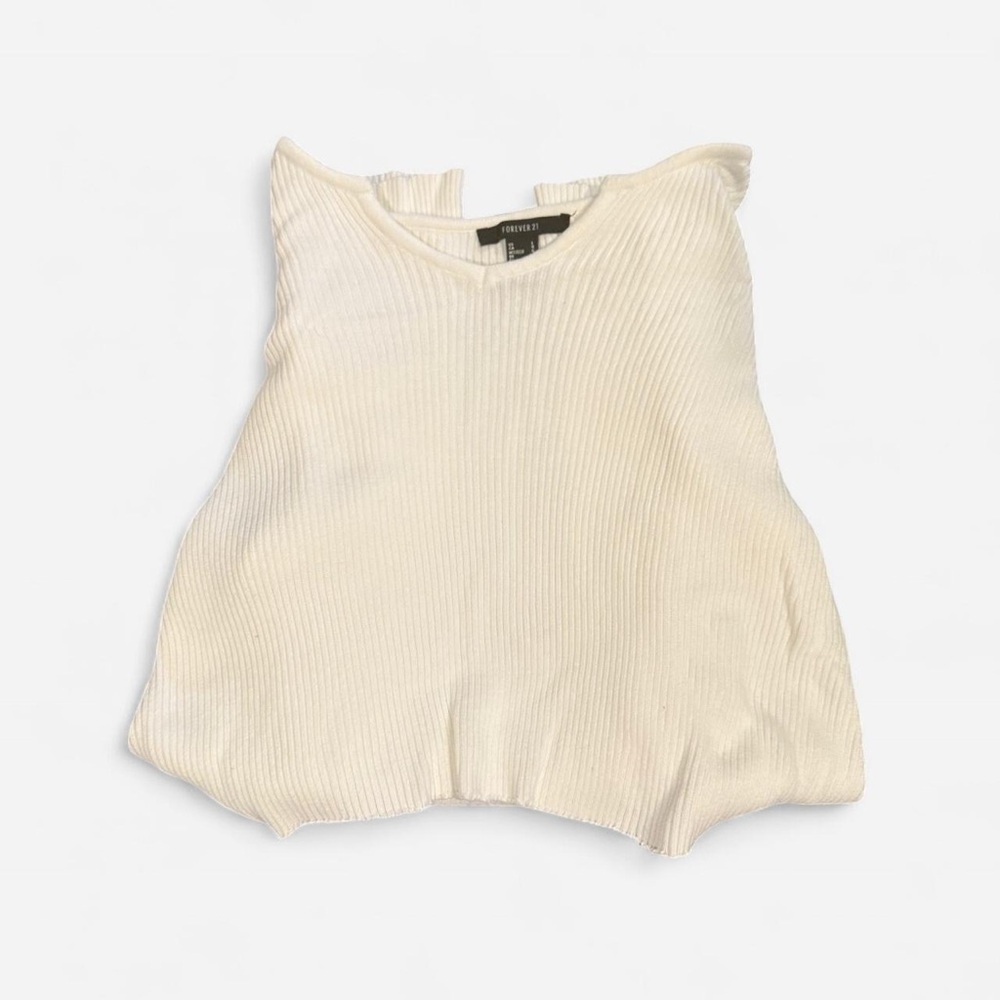 Forever 21 Cream Ribbed long sleeve